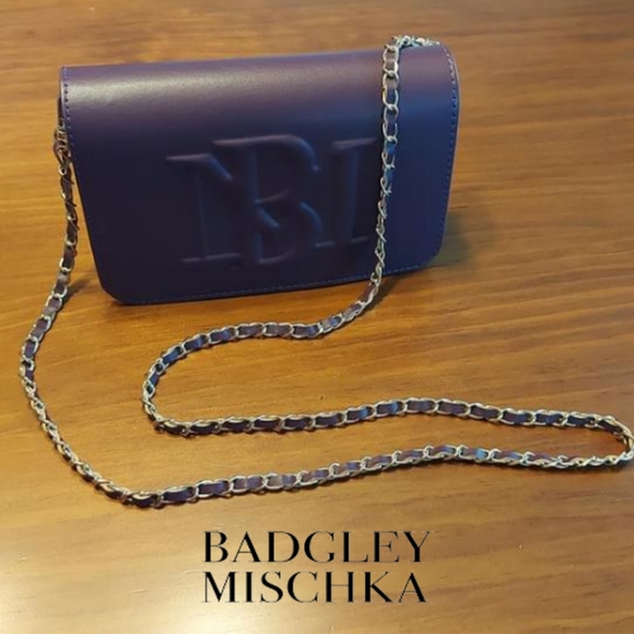 Badgley Mischka Handbags - NWOT Badgley Mischka Structured Crossbody Purse - Purple & Gold Handbag